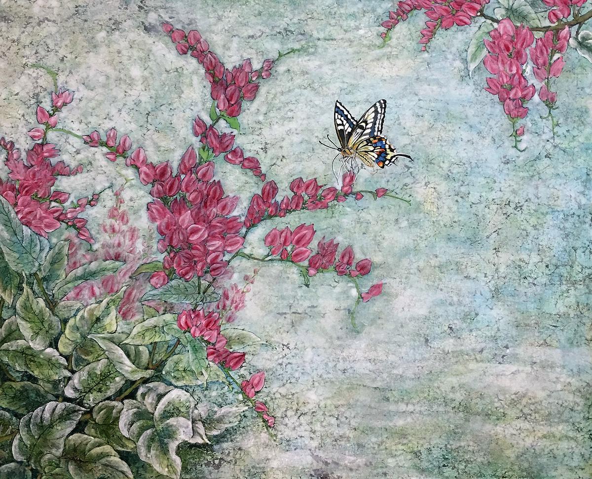 作品十五、〈蝶戀花〉珊瑚藤65X53的封面圖