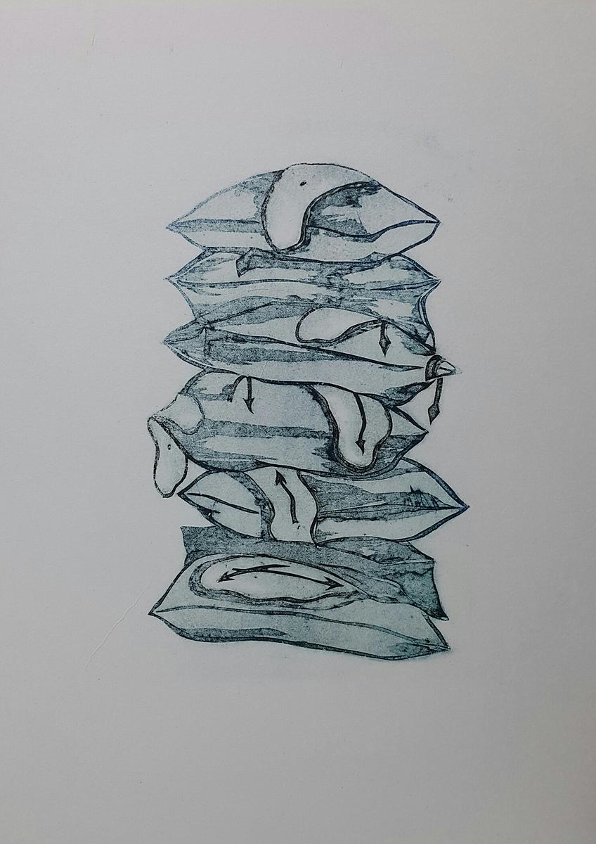 《睡眠債》，60x45cm，紙凹版，2018的封面圖