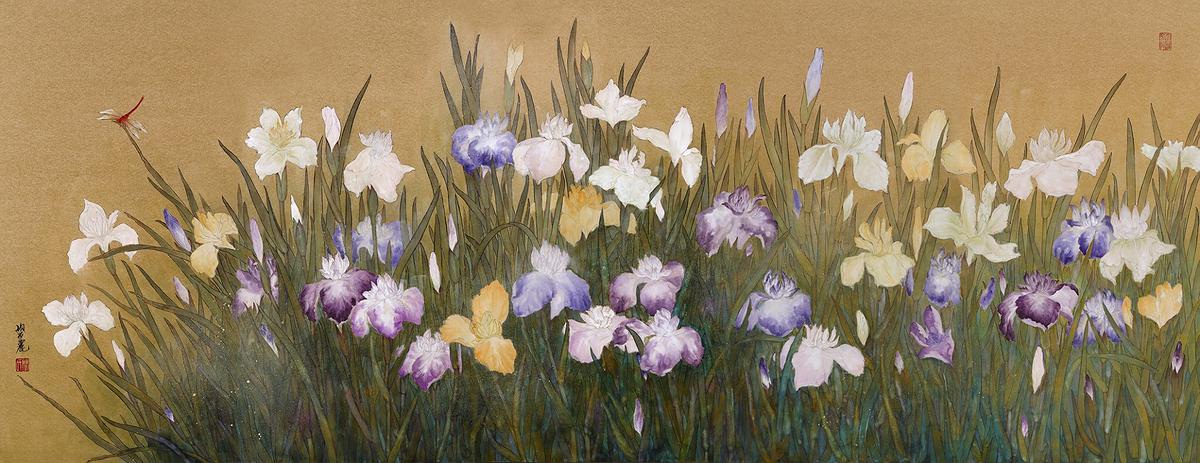 作品十九、〈天雅芳草〉鳶尾五屏90X250的封面圖