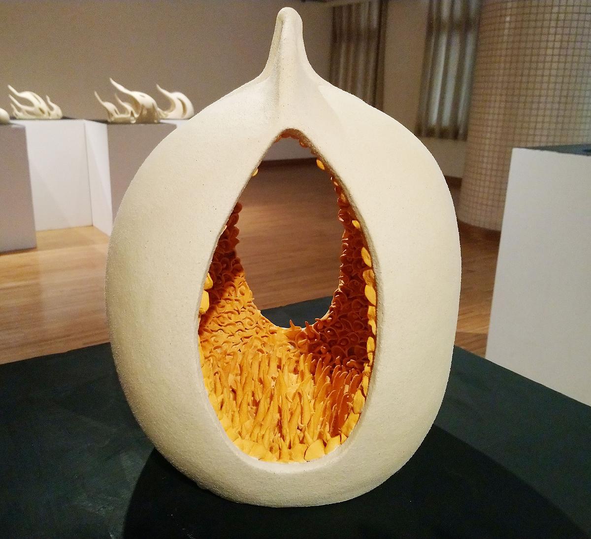 與植物對話 — 魏金蕊陶藝創作論述-《種子的願望》正面展出效果。的封面圖