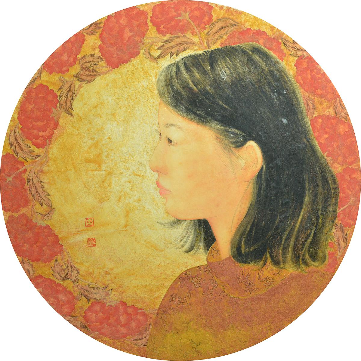 2014，《遙望》，膠彩，直徑40cm的封面圖