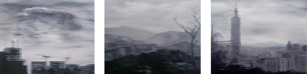 浮動系列-台北印像 2014 油彩 畫布 91x72.5cm(三聯作)的封面圖