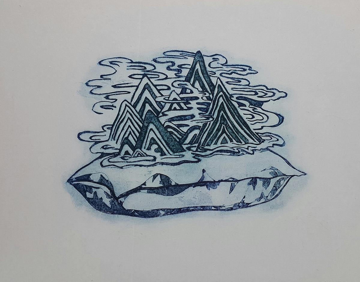 《枕山》，45x60cm，紙凹版，2018的封面圖