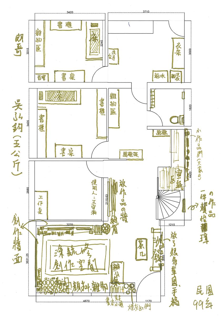 圖3-8.山珍海味工作室訪談平面繪製圖-民國99-涂吳-1F的封面圖