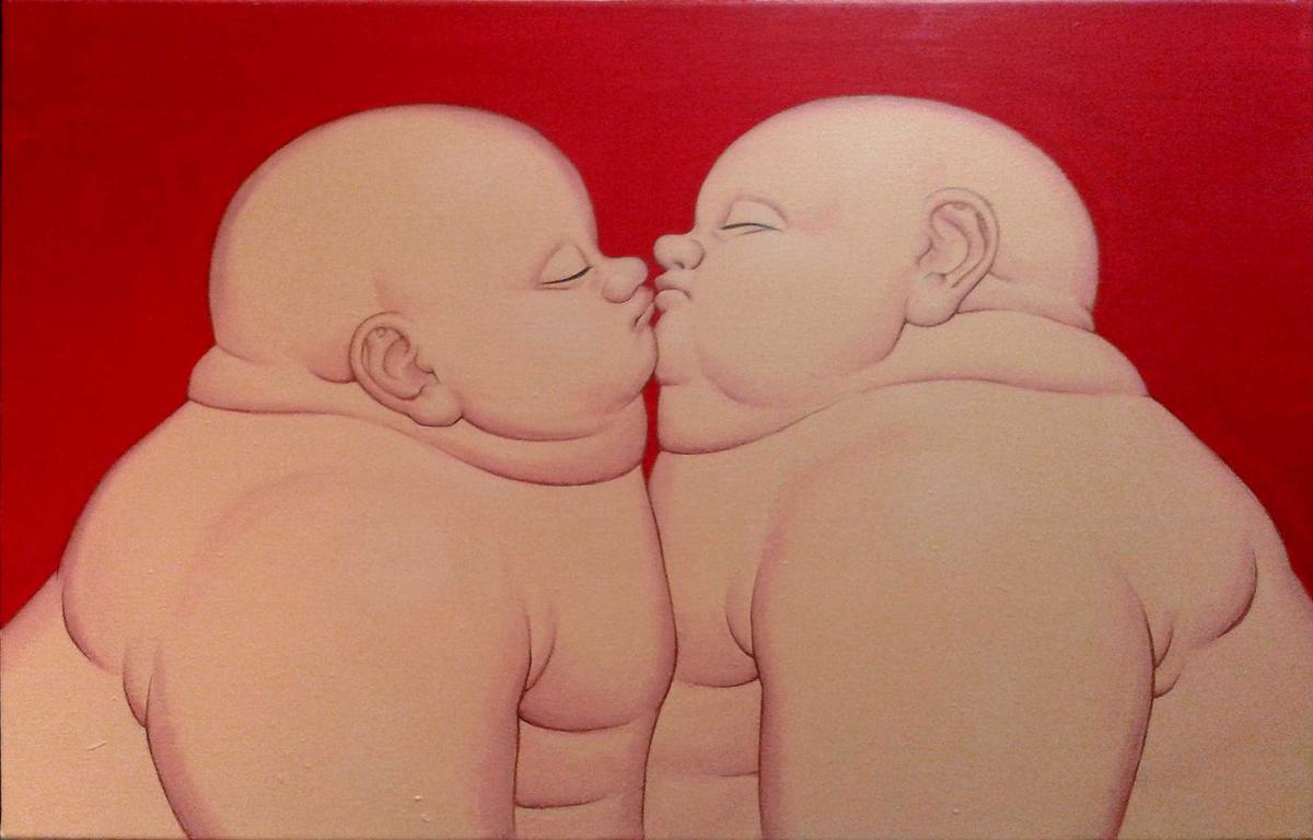 〈kiss〉，2015， 91× 62cm，壓克力彩、畫布的封面圖