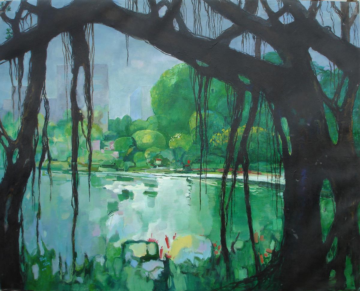 沈哲哉的繪畫思維與作品特色之研究-台南公園印象130公分162公分的封面圖