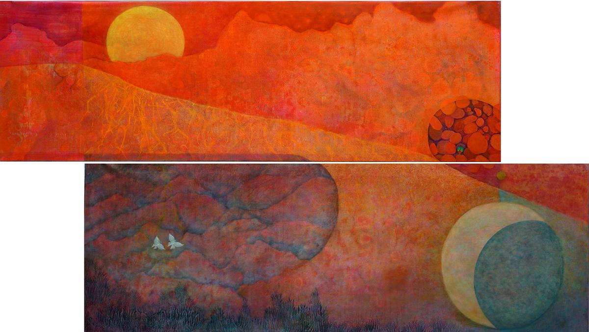 〈光．陰〉.2021年.壓克力顏料.畫布.55x190cm x2.的封面圖