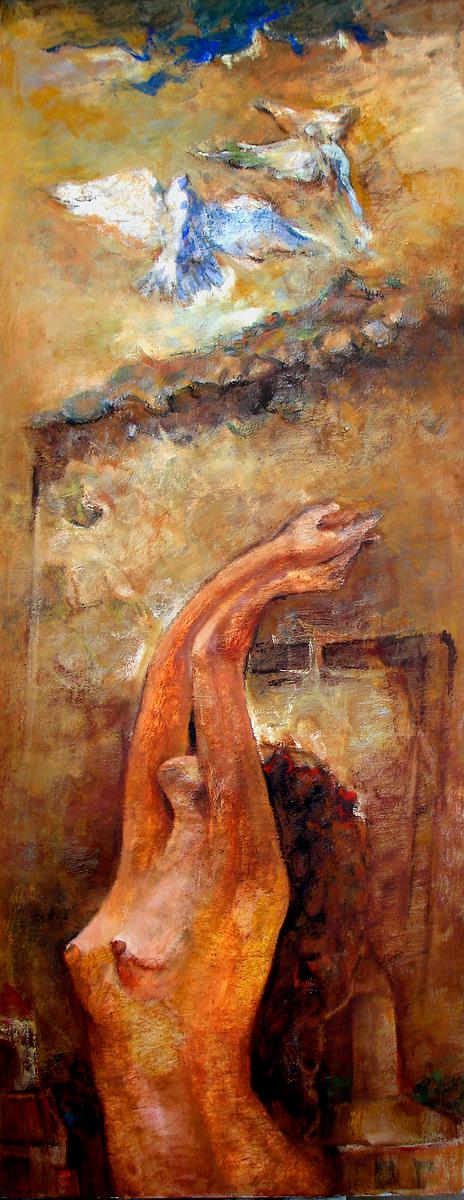 沈哲哉的繪畫思維與作品特色之研究-白鴿116.5公分45.5公分的封面圖