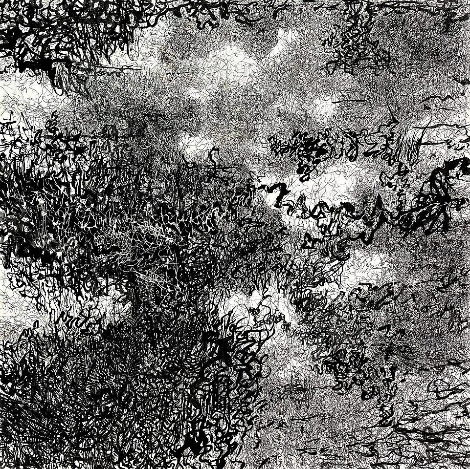 〈2021-2〉，2021，墨、水性墨、碳酸鈣混合物、畫布，55 cm × 55 cm.的封面圖