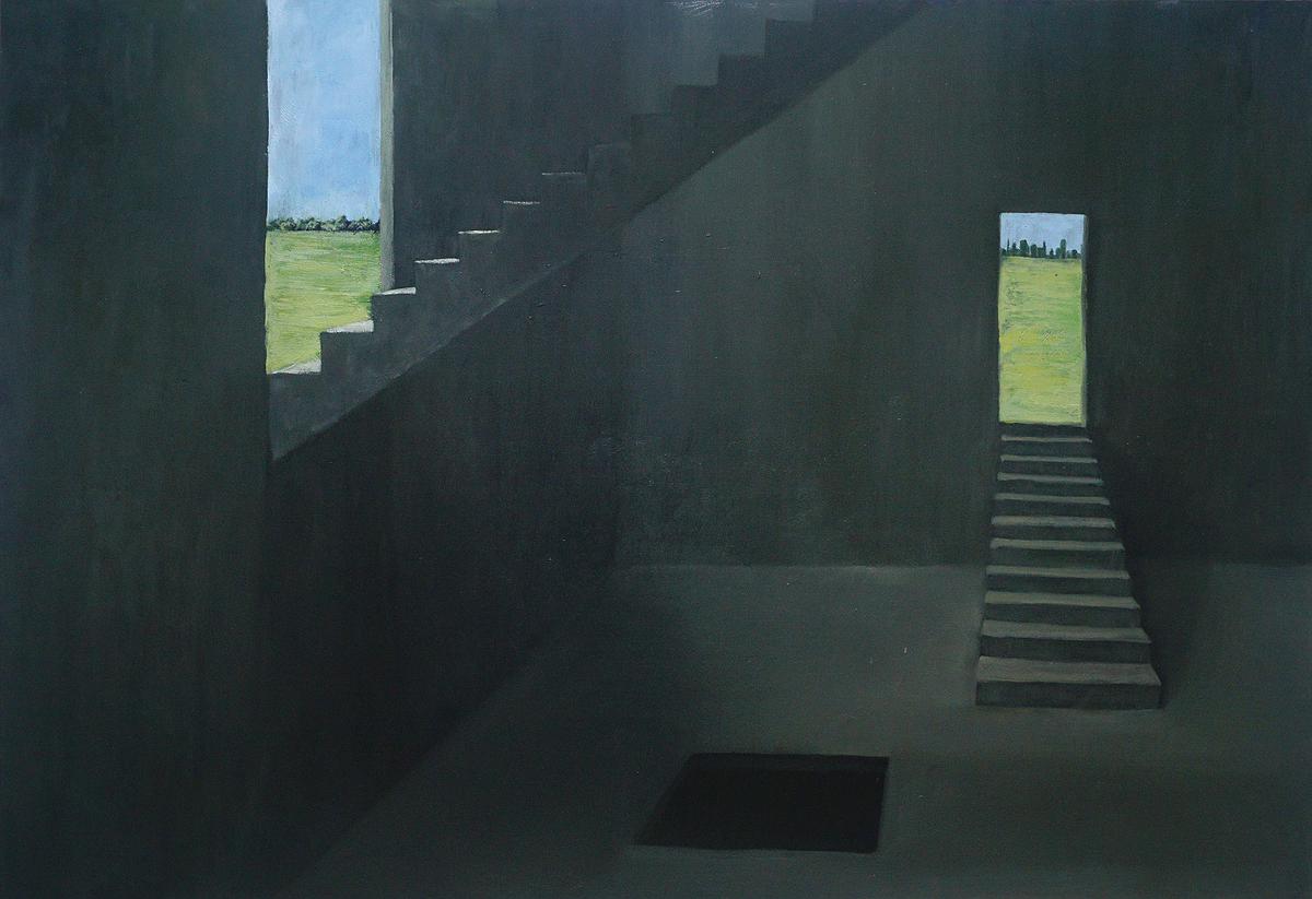 林峻賢，《心理空間系列—空間二·思考》，2019，油彩、畫布，112x162公分的封面圖