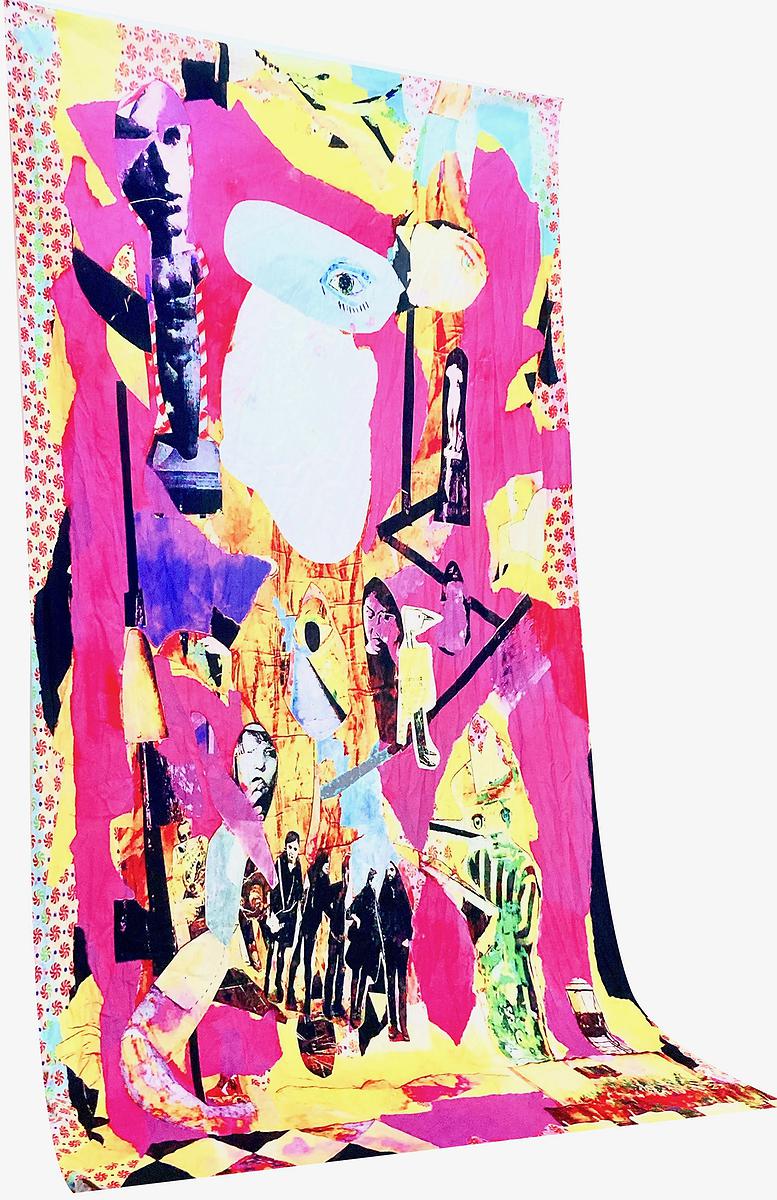 〈守護女神〉，2020，數位拼貼、掛布，150x300cm的封面圖