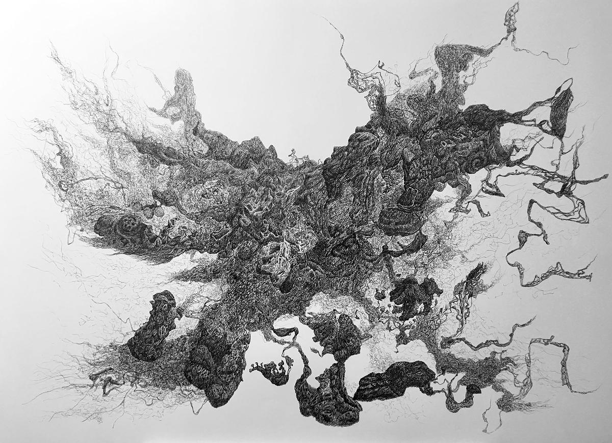 〈線性實驗之二〉，2017，水性墨、銅版紙，75 cm × 105 cm.的封面圖