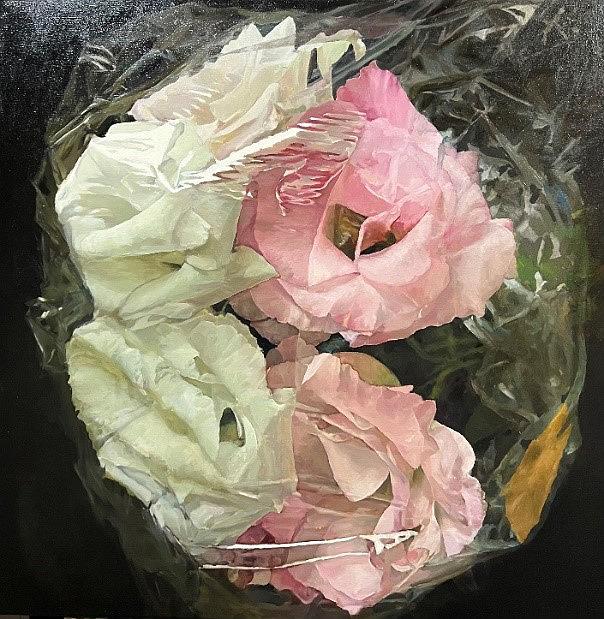 〈花語二〉，2025，油彩、畫布，80 x 80 cm的封面圖