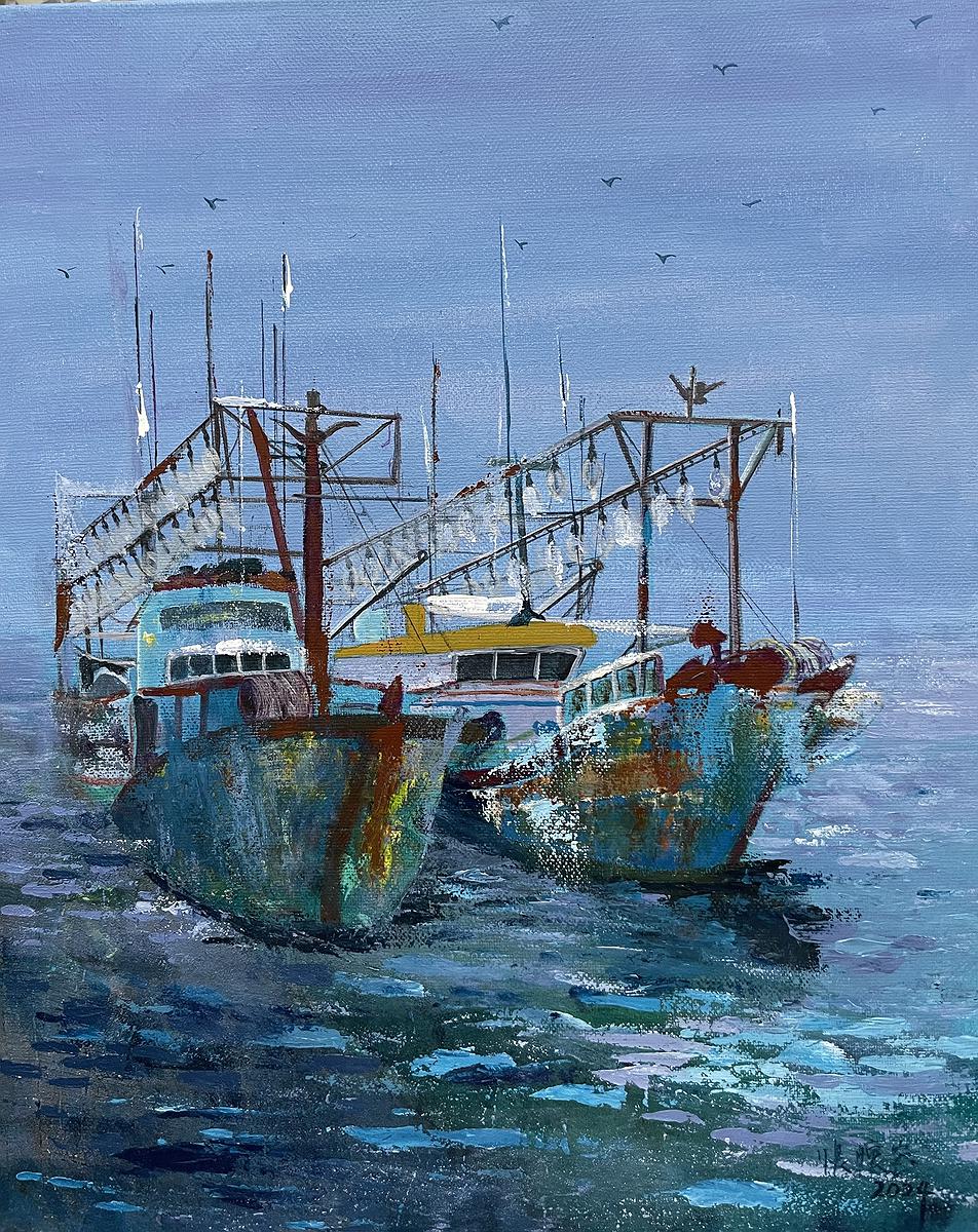 Deep Love for Fishing Port :The Creation of Chang Huai Jung’s  Oil Painting's Cover