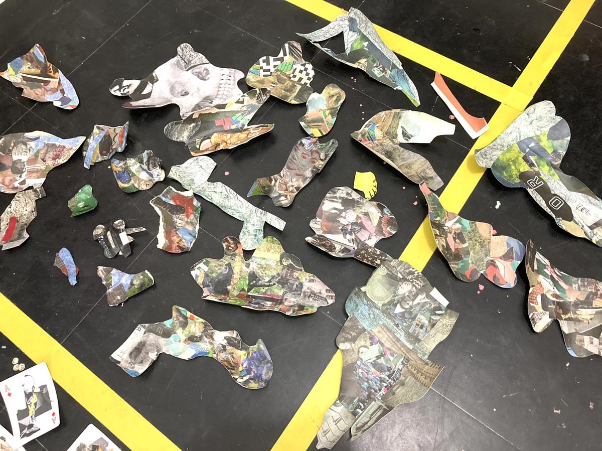 筆者將平時的拼貼手稿隨機剪成不同形狀的影像，2020的封面圖