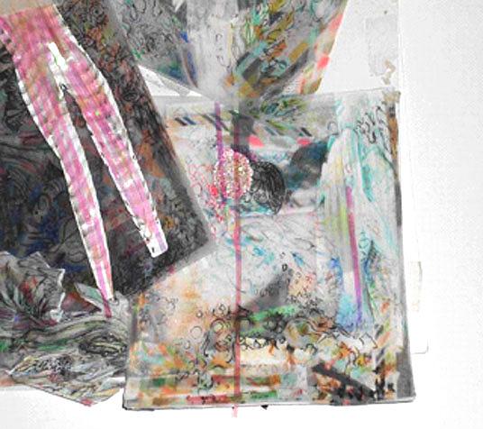 〈轉世．昇華〉(右下細節)，2014年，紙、油性簽字筆、紙膠帶，29.7×21×21cm。的封面圖