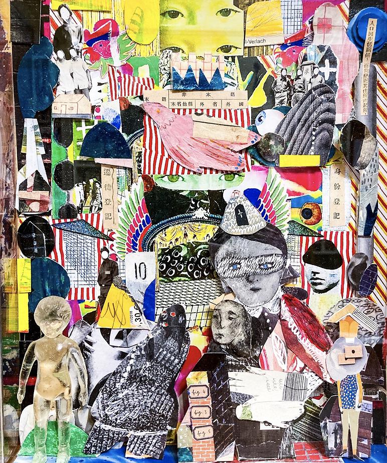 〈不著邊際的語言-03〉，2021，影像拼貼、塑料公仔，25x30x7cm的封面圖