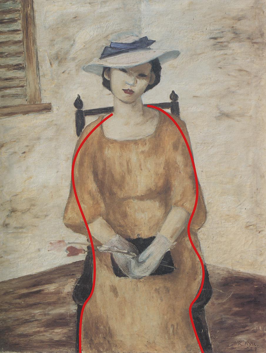 43 劉啟祥，〈黃衣〉（身形曲線示意圖），1938。的封面圖