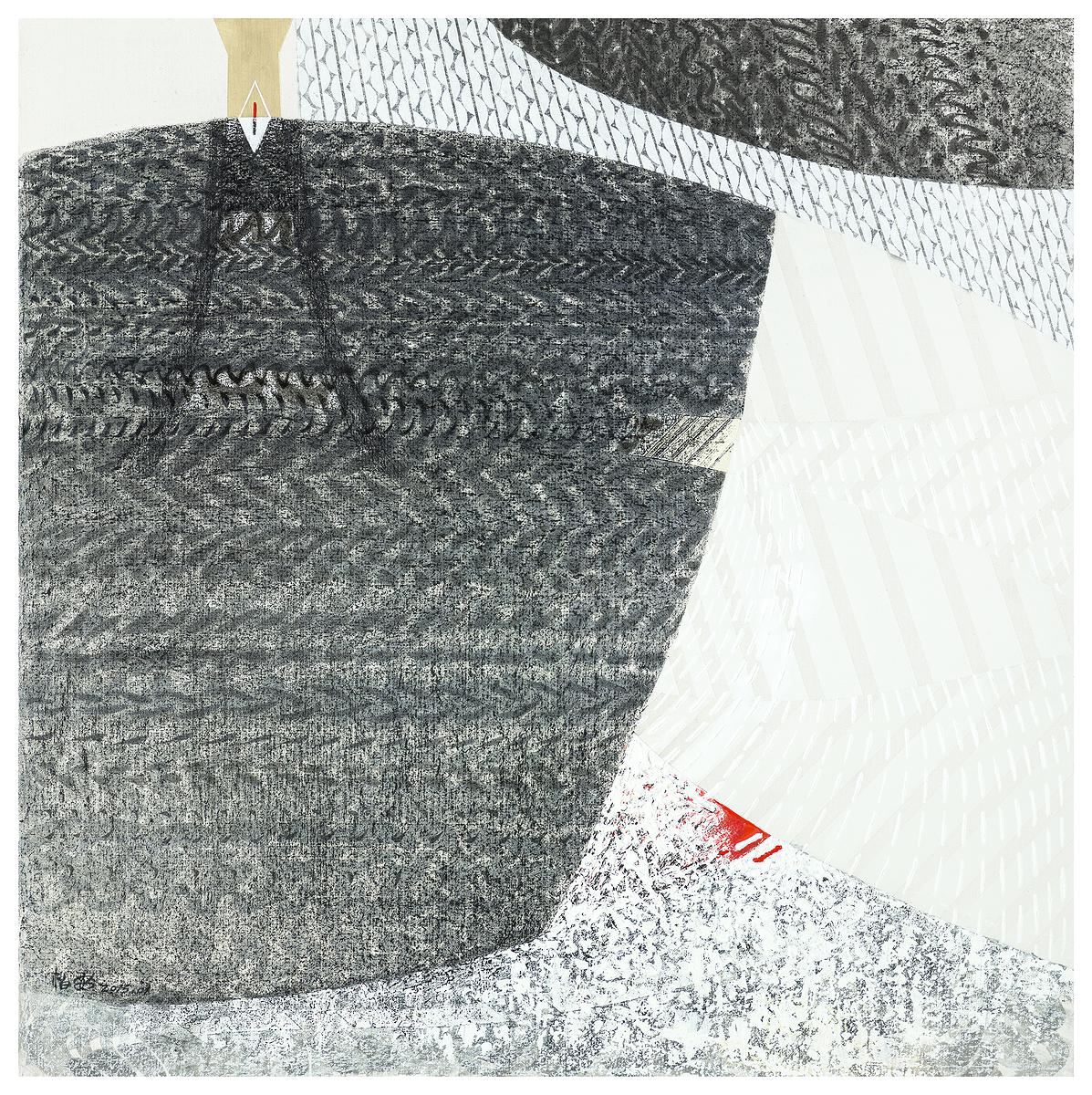 上下左右停（二）   68×68cm  墨.蠟筆.壓克力   2015的封面圖