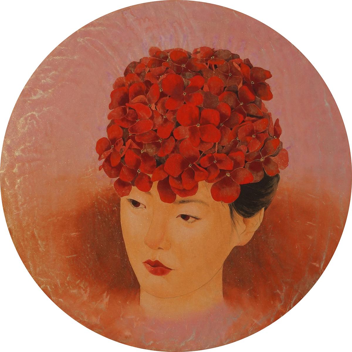 2014，《滋生01》，膠彩，直徑40cm的封面圖