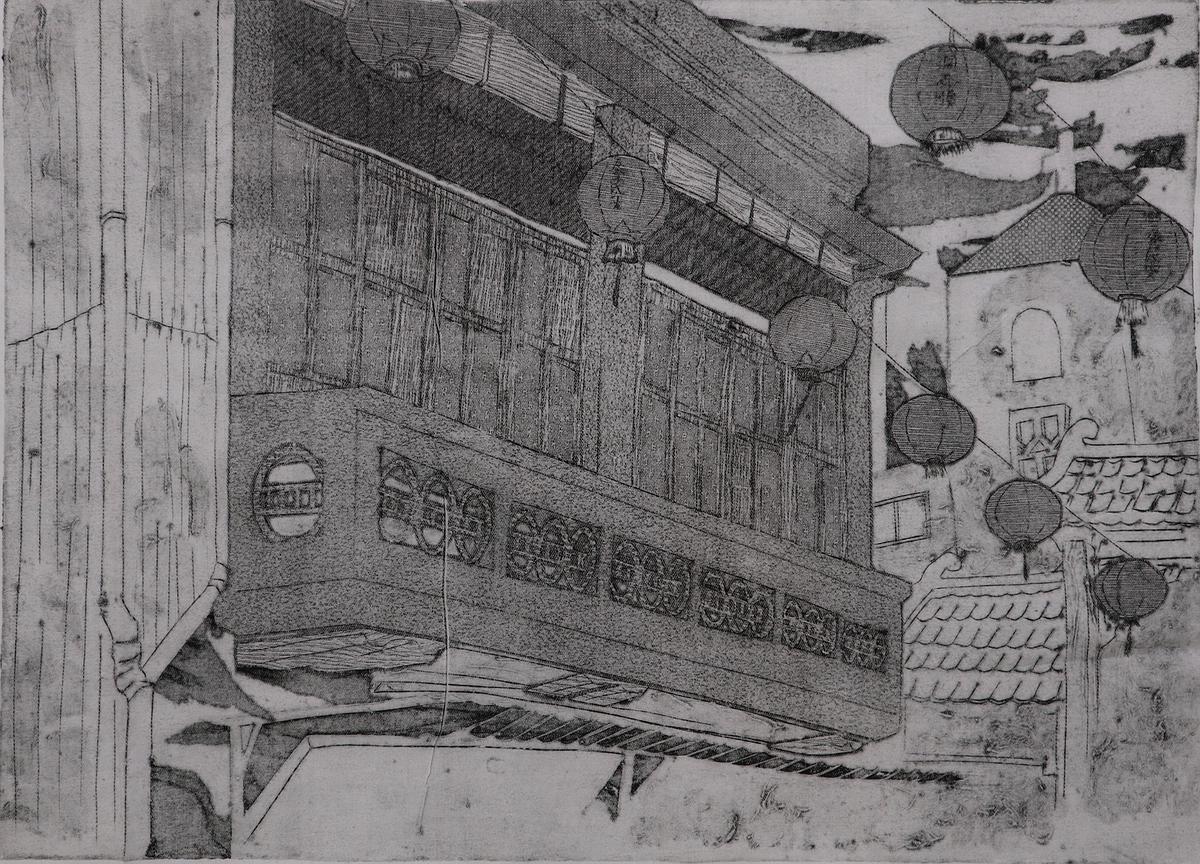 當時代正在經歷建築Ⅲ 54x39.5cm2020凹版棉布的封面圖