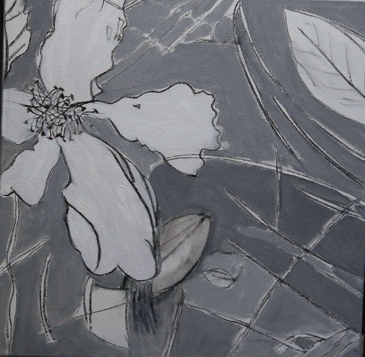 繪畫-向外走向內走系列-落花覺有情-60x60cm-壓克力彩-2017的封面圖