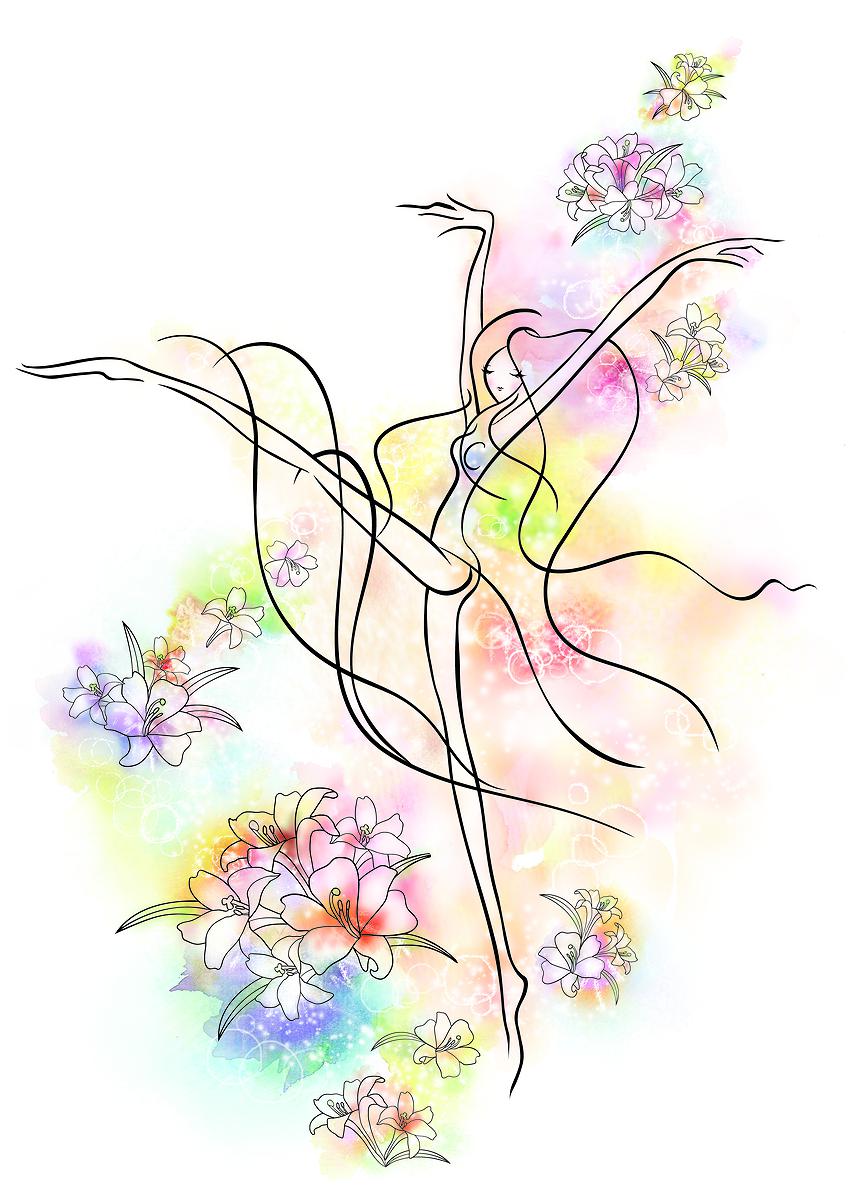 臺灣十二月花神創新造形之研究 －以融合人物與花卉之設計繪畫風格為例-16.8月百合花神的封面圖