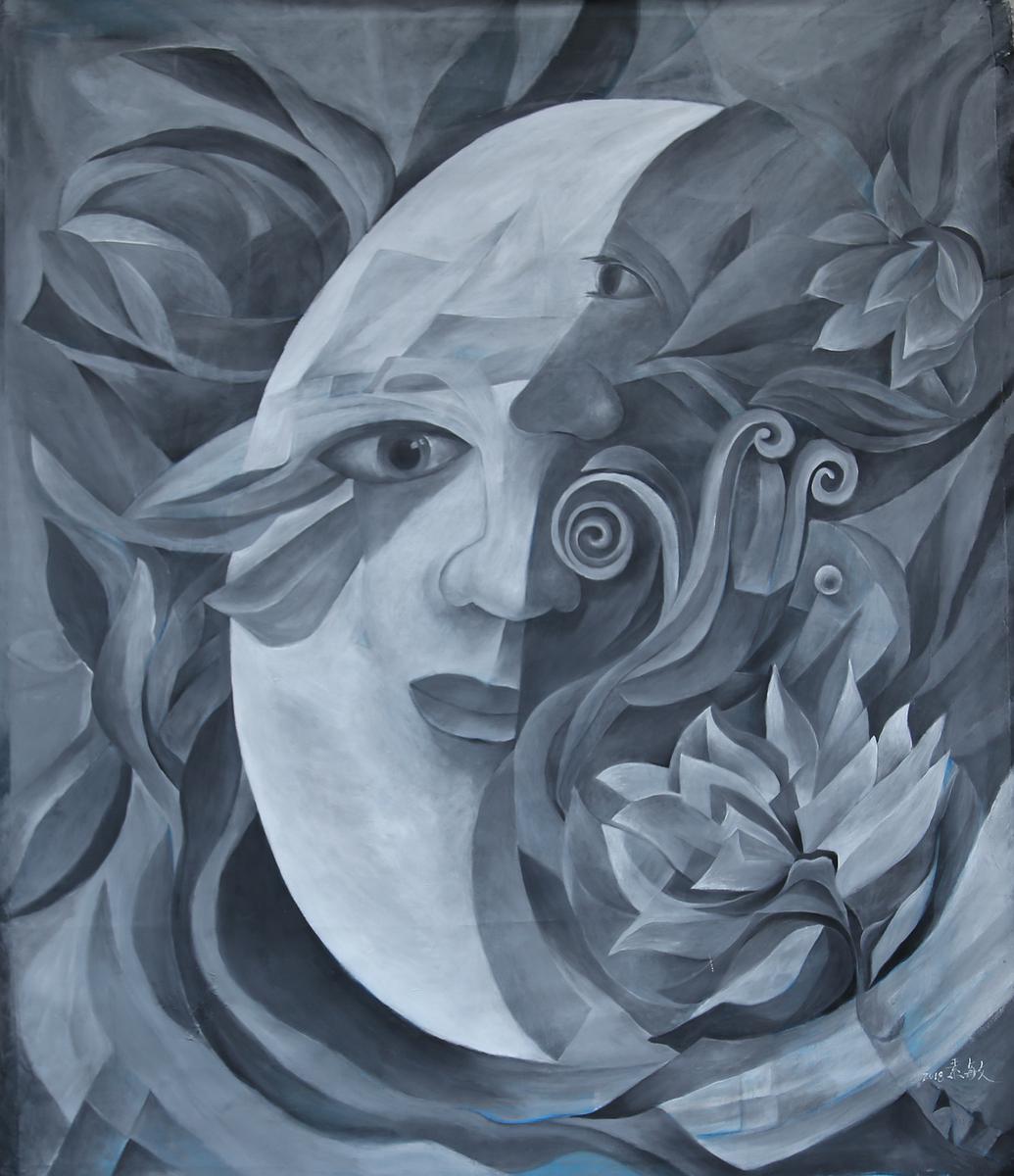 心靈繪畫-追夢系列-借來的月光-142x120cm-壓克力彩-2018的封面圖