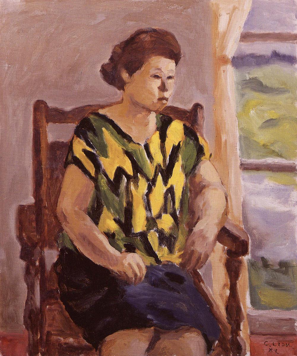 136 劉啟祥，〈花衫〉，1989，油彩、畫布，61 x 50 cm，私人收藏。《空谷中的清音》的封面圖