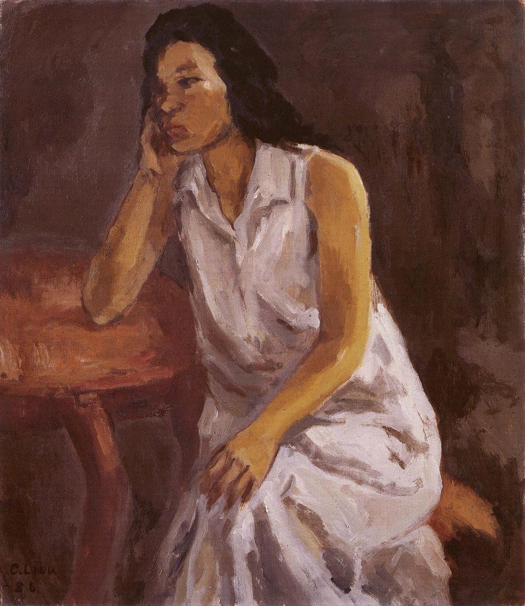 130 劉啟祥，〈人物〉，1986，油彩、畫布，53 x 46 cm，私人收藏。《空谷中的清音》的封面圖