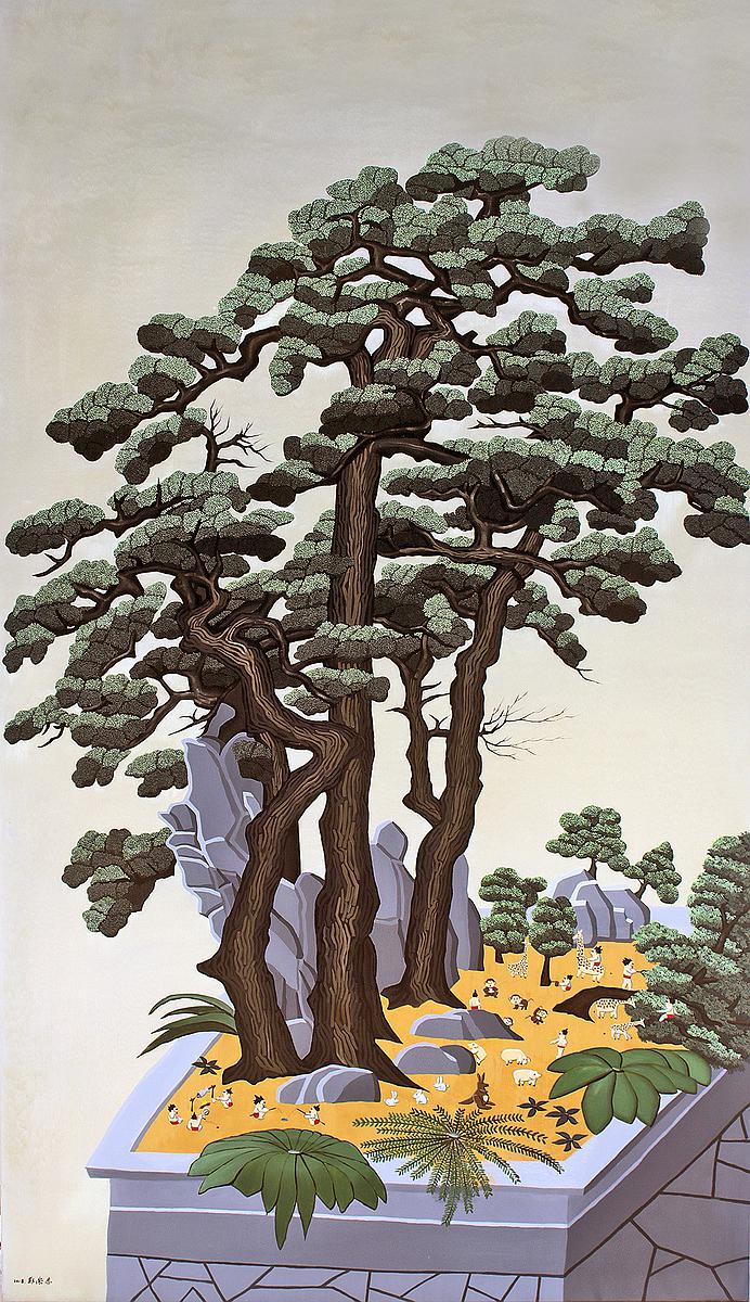 五松圖 油彩畫布的封面圖