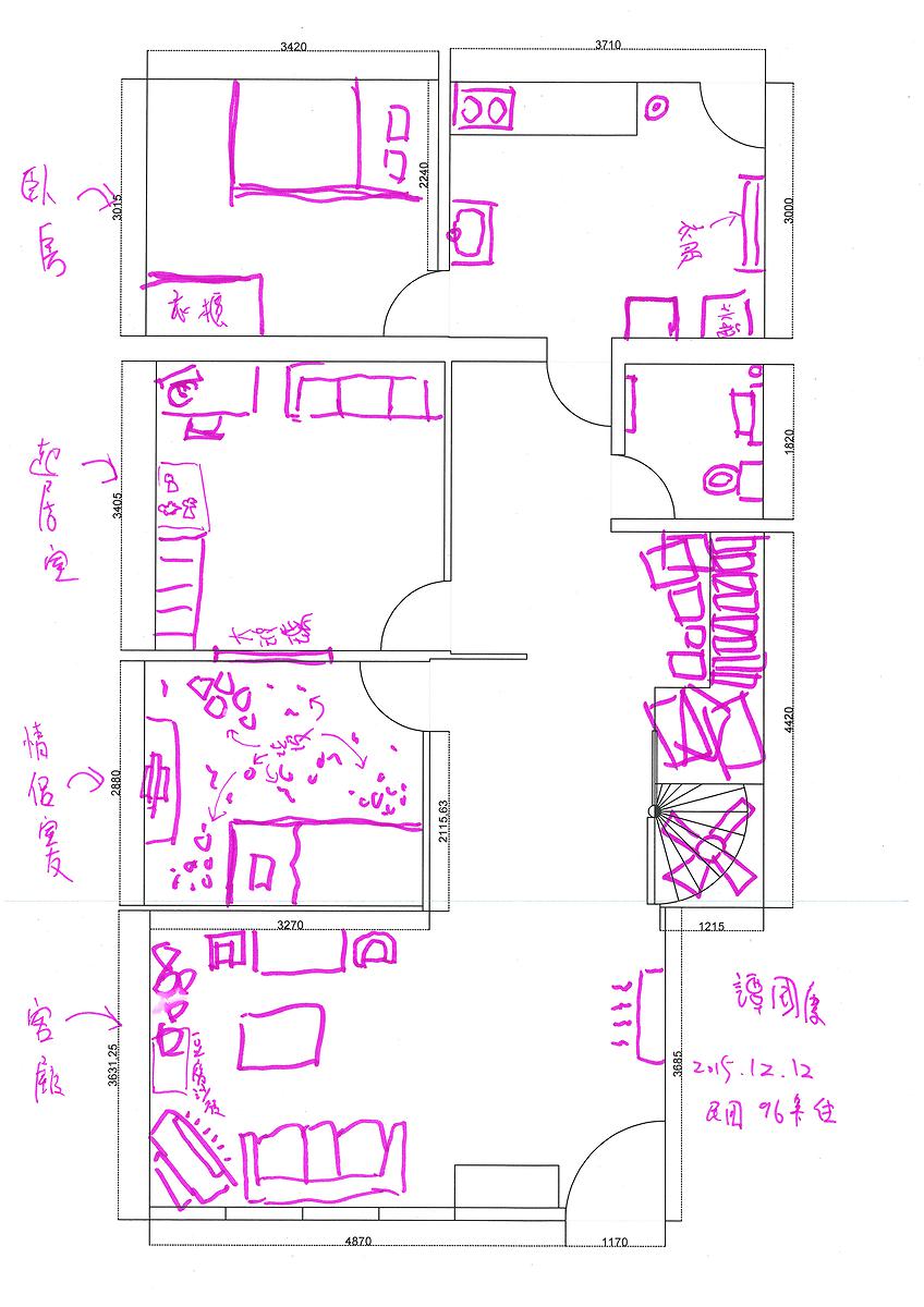 圖3-2.山珍海味工作室訪談平面繪製圖-民國96-談-1F的封面圖