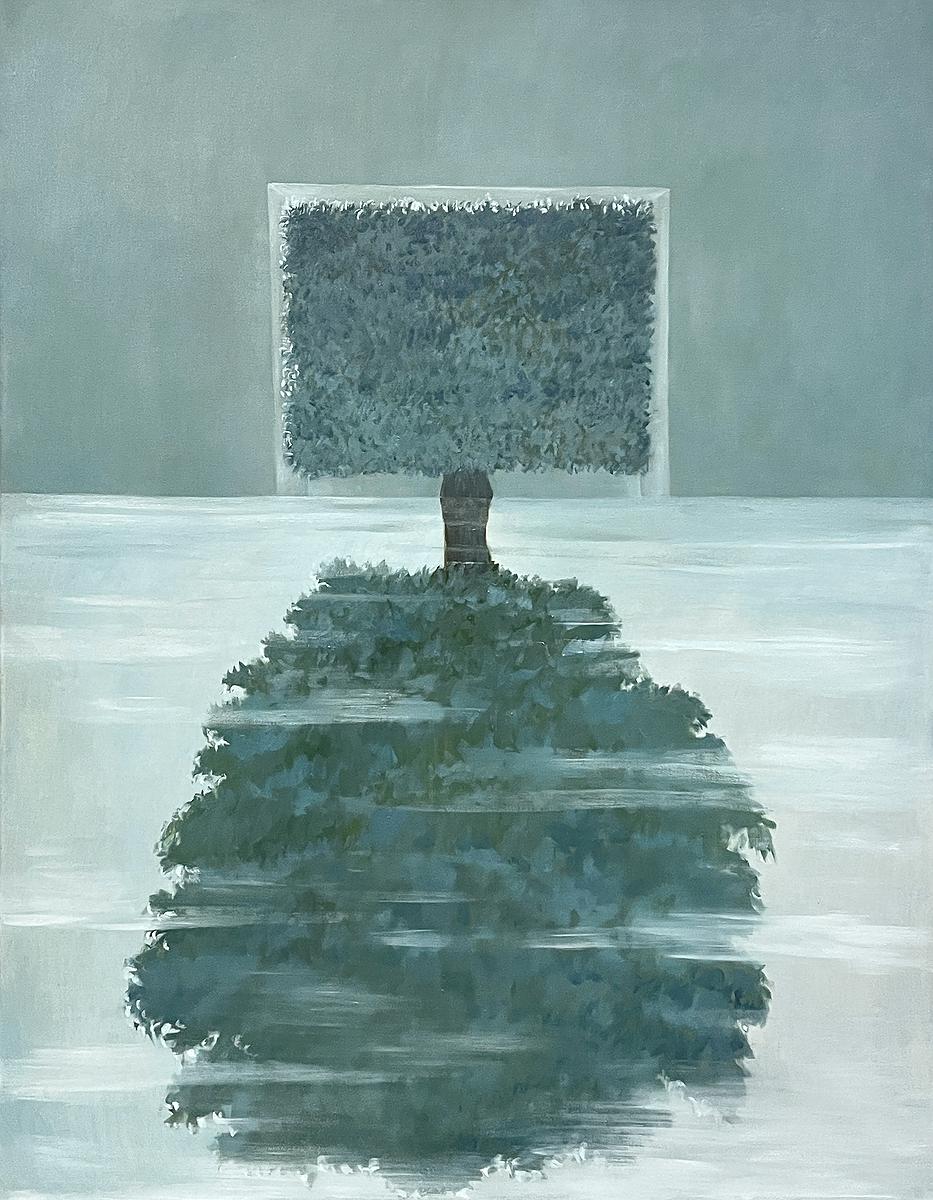 林峻賢，《方形樹系列—鏡射期望》，2021，油彩、畫布，116.5x91公分的封面圖