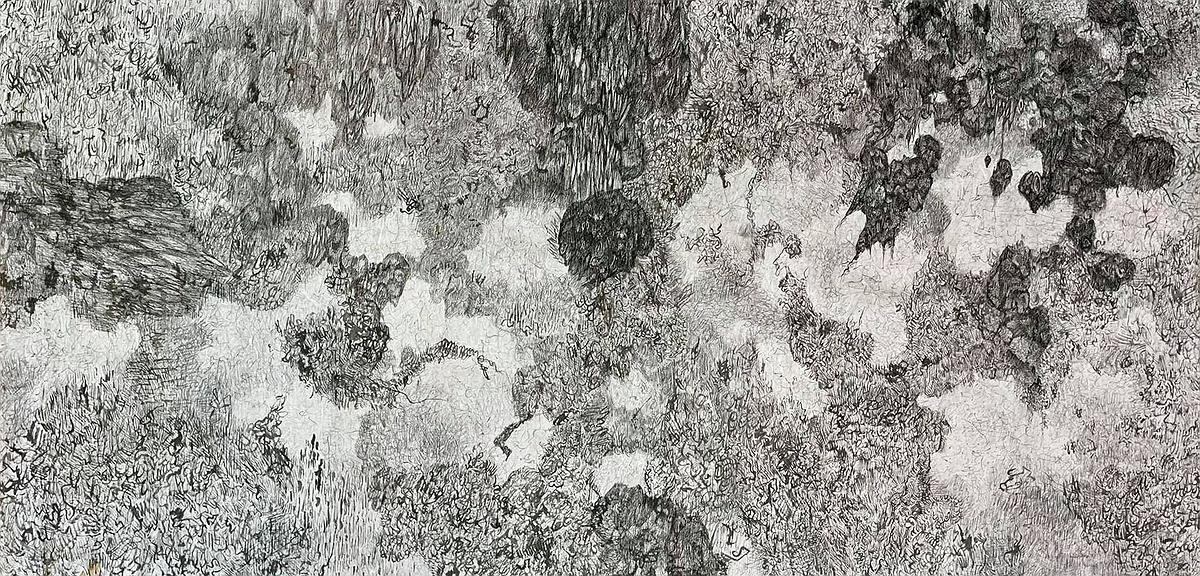 〈無題〉，2019，墨、水性墨、宣紙，69 cm × 140 cm.的封面圖