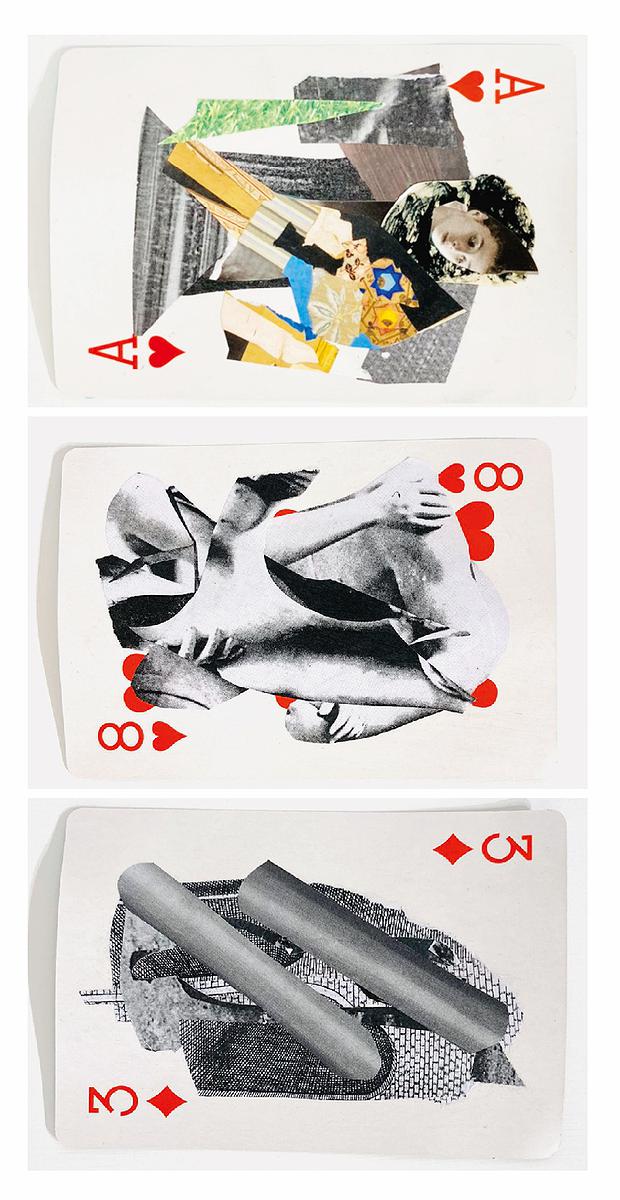 撲克牌結合影像拼貼局部，2020，8.5cmx12cm的封面圖