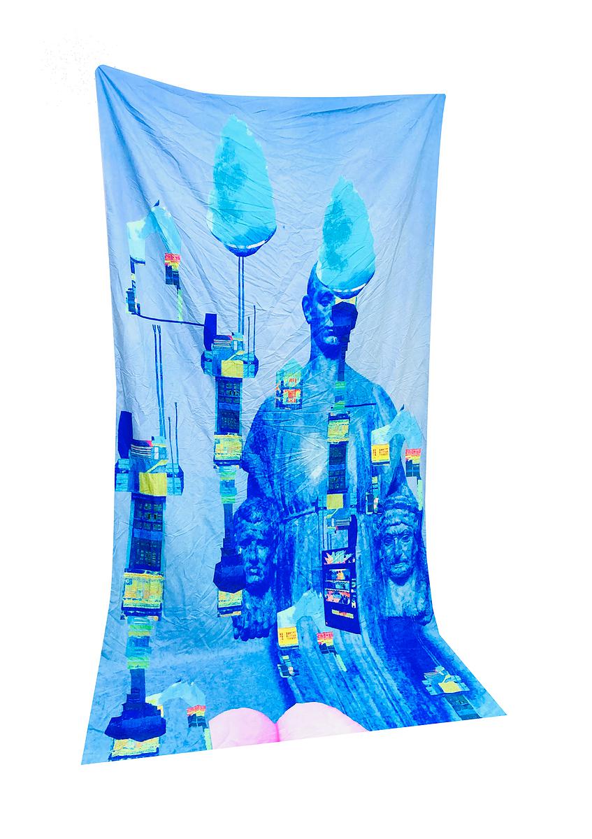 〈刨冰天空之城〉，2020，數位拼貼、掛布，150x300cm的封面圖