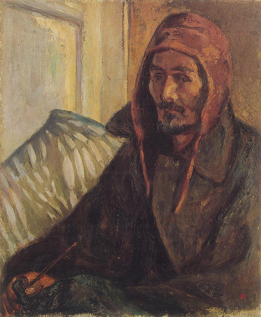 09 有島生馬，〈熊谷守一肖像〉，1930，73 x 61 cm，油彩、畫布，第17屆二科展，收藏地不詳。《有島生馬展》的封面圖